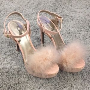 Qupid pink Feathered heels